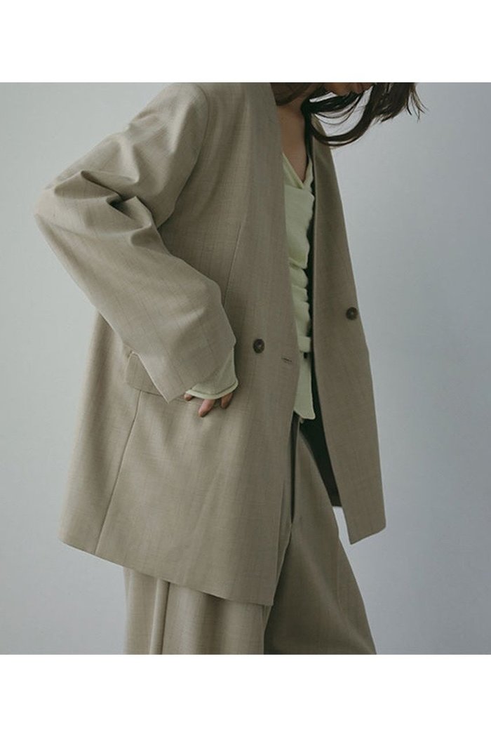 【エトレトウキョウ/ETRE TOKYO】のサイロスパンノーカラーダブルブレストジャケット インテリア・キッズ・メンズ・レディースファッション・服の通販 founy(ファニー) https://founy.com/ ファッション Fashion レディースファッション Fashion for Women アウター Coat / Outerwear Collection レディースジャケット・軽アウター Jackets インナー Innerwear ジャケット Jacket, Outerwear スマート Smart, Elegant ダブル Double, Double-Breasted ハイネック High Neck, Mock Neck バランス Balance, Style Balance フォルム Silhouette, Form ボックス Boxy, Box Shape エレガント 上品 Elegant |ID: prp329100004669595 ipo3291000000033762298