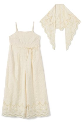 【エストラータ/STRATA】 エンブロイダリースカーフセットオールインワン人気、トレンドファッション・服の通販 founy(ファニー) ファッション Fashion レディースファッション Fashion for Women パンツ Pants & Trousers インナー Innerwear シンプル Simple, Minimal スカラップ Scallop, Scalloped Edge スカーフ Scarf, Neckwear デニム Denim, Jeans Material トレンド Trend, Trending Now フェミニン Feminine, Girly リボン Ribbon, Bow ロング Long, Long-Length 新作・新入荷 New Arrivals / New In |ID:prp329100004669596