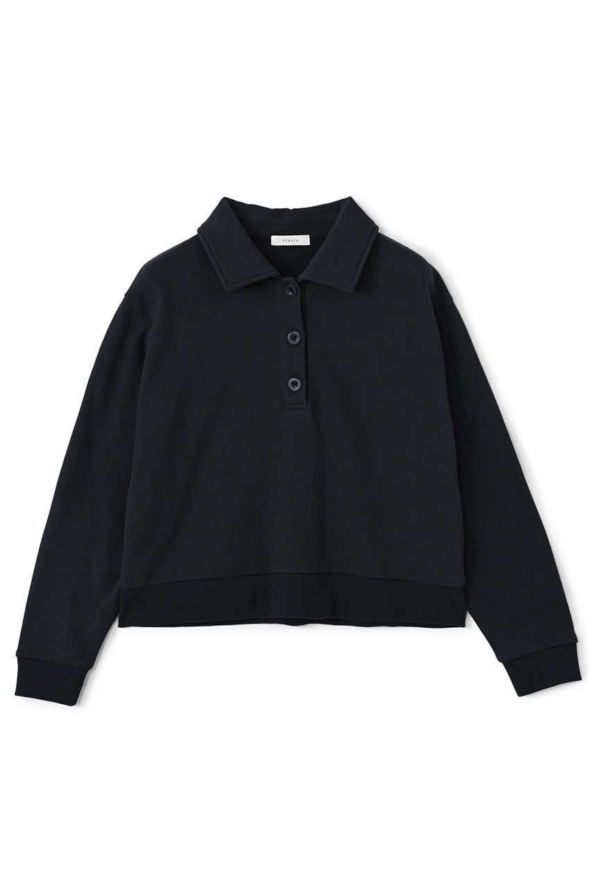 【エストラータ/STRATA】のスキッパースウェットプルオーバー インテリア・キッズ・メンズ・レディースファッション・服の通販 founy(ファニー) 　ファッション　Fashion　レディースファッション　Fashion for Women　トップス・カットソー　Cut & Sew Tops　シャツ・ブラウス・オフィスカジュアル　Elegant Blouses & Button-Ups　レディースパーカー・カジュアルフーディー　Casual Hoodies & Sweatshirts　ロングTシャツ・Tシャツ　Longline T-Shirts & Tees　カジュアルプルオーバー・ニットトップス　Pullovers & Knit Tops / Casual Pullovers　スウェット・クルーネックトップス　Sweatshirts & Crewnecks / Relaxed Fit Sweat Tops　カットソー・ベーシックTシャツ　Cut-and-Sewn Tops / Stretch Tees & Basics　おすすめ　Recommended / Our Picks　スキッパー　Skipper, Open Collar　ツイル　Twist, Twisted Detail　デニム　Denim, Jeans Material　バランス　Balance, Style Balance　リラックス　Relax, Relaxed Fit　ワイド　Wide, Wide Fit　ヴィンテージ　Vintage Style　新作・新入荷　New Arrivals / New In　ネイビー|ID: prp329100004669598 ipo3291000000033762326