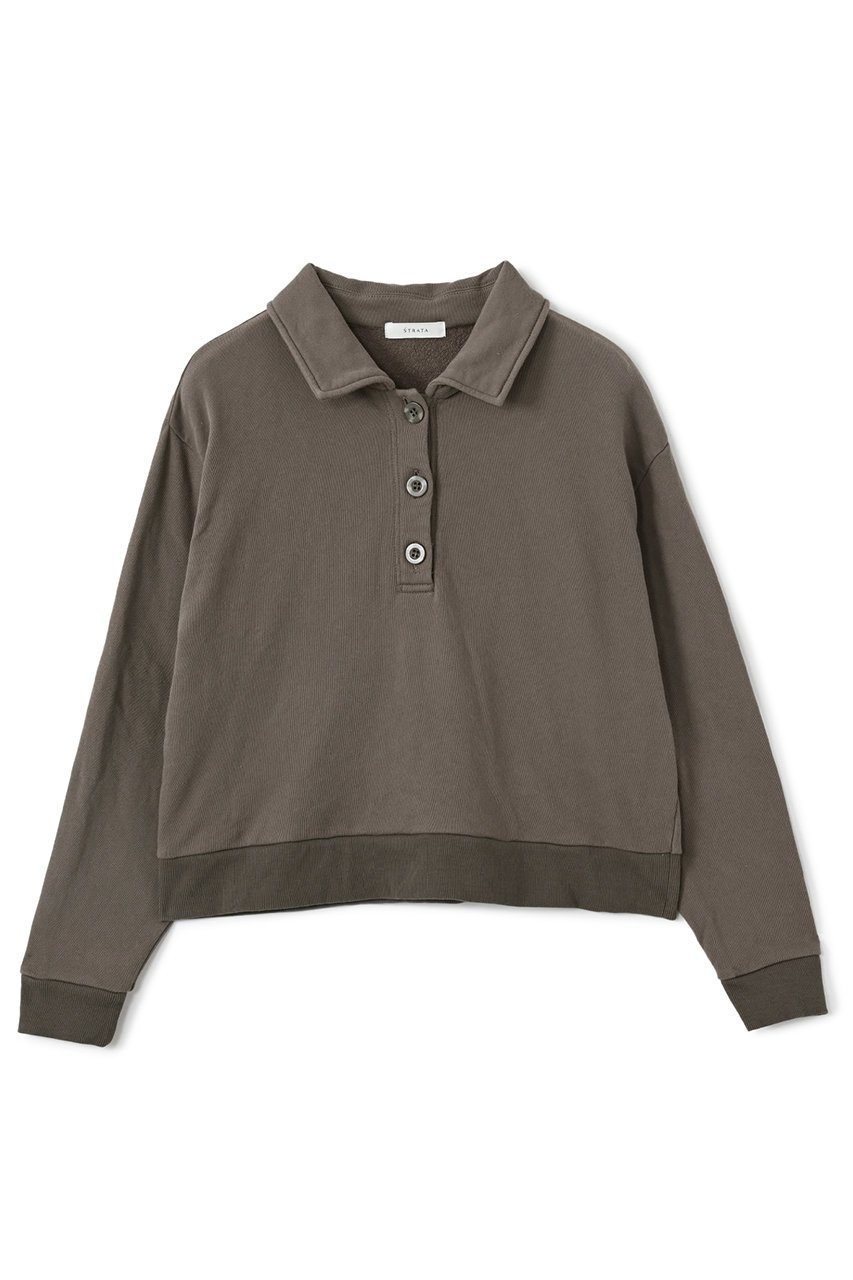 【エストラータ/STRATA】のスキッパースウェットプルオーバー インテリア・キッズ・メンズ・レディースファッション・服の通販 founy(ファニー) 　ファッション　Fashion　レディースファッション　Fashion for Women　トップス・カットソー　Cut & Sew Tops　シャツ・ブラウス・オフィスカジュアル　Elegant Blouses & Button-Ups　レディースパーカー・カジュアルフーディー　Casual Hoodies & Sweatshirts　ロングTシャツ・Tシャツ　Longline T-Shirts & Tees　カジュアルプルオーバー・ニットトップス　Pullovers & Knit Tops / Casual Pullovers　スウェット・クルーネックトップス　Sweatshirts & Crewnecks / Relaxed Fit Sweat Tops　カットソー・ベーシックTシャツ　Cut-and-Sewn Tops / Stretch Tees & Basics　おすすめ　Recommended / Our Picks　スキッパー　Skipper, Open Collar　ツイル　Twist, Twisted Detail　デニム　Denim, Jeans Material　バランス　Balance, Style Balance　リラックス　Relax, Relaxed Fit　ワイド　Wide, Wide Fit　ヴィンテージ　Vintage Style　モカ|ID: prp329100004669598 ipo3291000000035493239