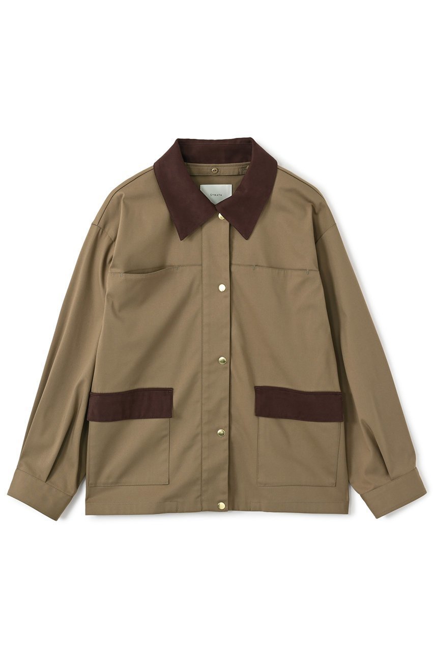【エストラータ/STRATA】の2wayカラーハンティングジャケット インテリア・キッズ・メンズ・レディースファッション・服の通販 founy(ファニー) 　ファッション　Fashion　レディースファッション　Fashion for Women　アウター　Coat / Outerwear Collection　レディースジャケット・軽アウター　Jackets　ジャケット　Jacket, Outerwear　ツイル　Twist, Twisted Detail　デニム　Denim, Jeans Material　トレンド　Trend, Trending Now　バランス　Balance, Style Balance　フラップ　Flap, Flap Pocket　ポケット　Pocket, Pocket Detail　カーキグレージュ|ID: prp329100004669600 ipo3291000000035863680