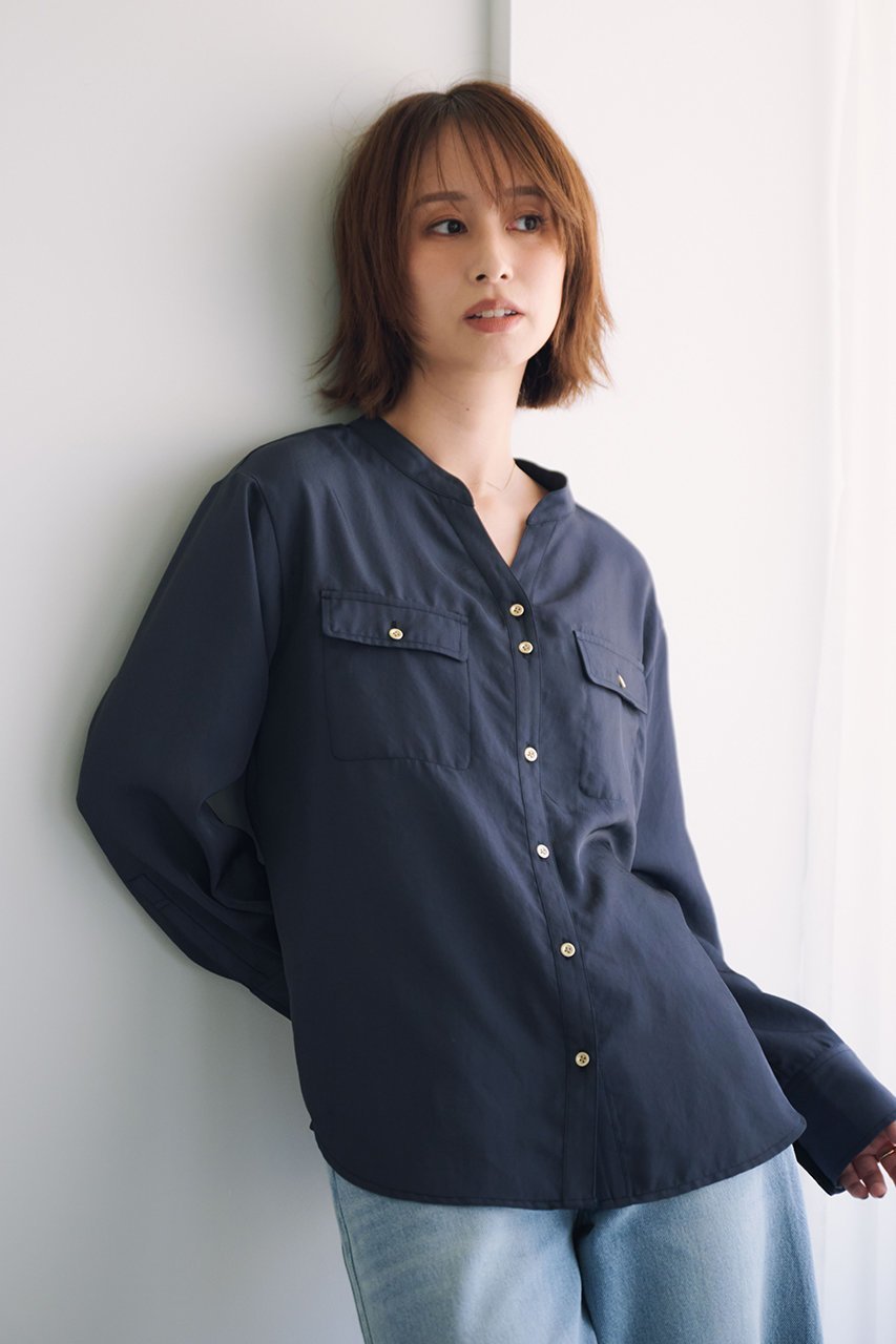 【エストラータ/STRATA】のブライトツイルダブルポケットシャツ 人気、トレンドファッション・服の通販 founy(ファニー) 　ファッション　Fashion　レディースファッション　Fashion for Women　トップス・カットソー　Cut & Sew Tops　シャツ・ブラウス・オフィスカジュアル　Elegant Blouses & Button-Ups　おすすめ　Recommended / Our Picks　スキッパー　Skipper, Open Collar　スリーブ　Sleeve, Long Sleeve / Short Sleeve　ツイル　Twist, Twisted Detail　トレンド　Trend, Trending Now　フロント　Front, Front Design　ベーシック　Basic, Essential　ボトム　Bottoms, Lower Wear　ポケット　Pocket, Pocket Detail　ロング　Long, Long-Length　エレガント 上品　Elegant　other-4|ID: prp329100004669604 ipo3291000000033762375