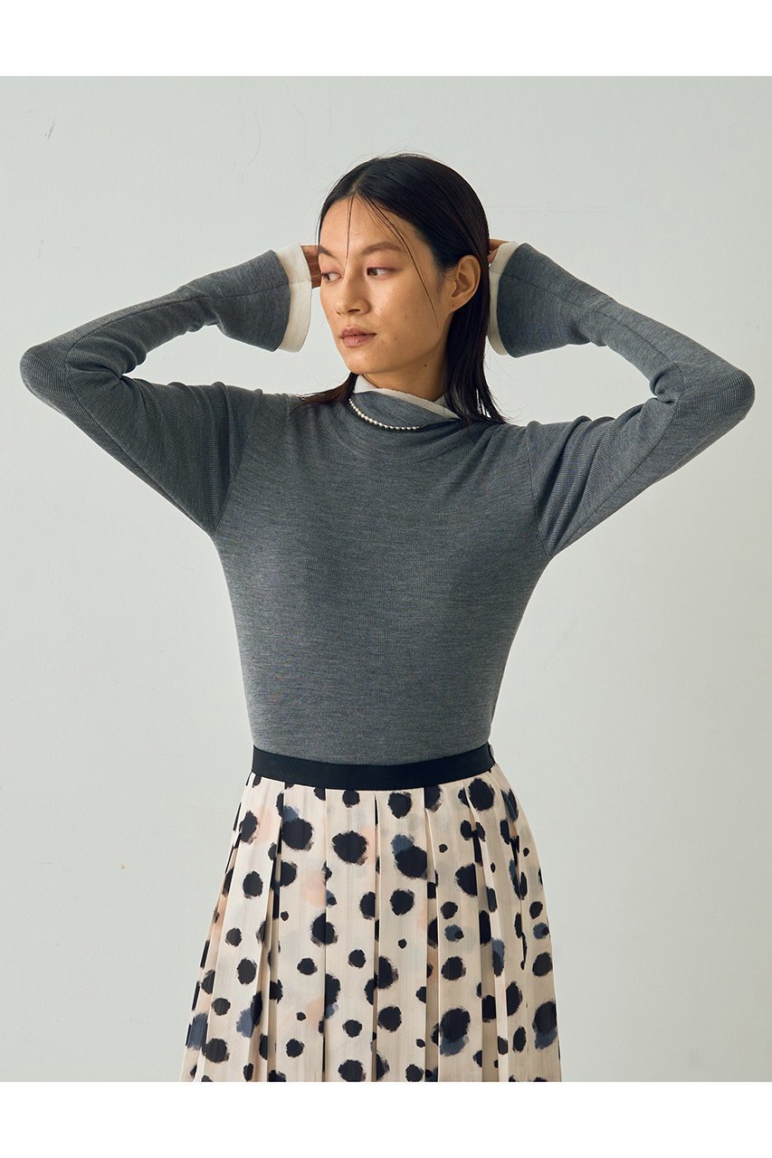 【デザイン ワークス/DESIGN WORKS】のウールバイカラーハイネックニット 人気、トレンドファッション・服の通販 founy(ファニー) 　ファッション　Fashion　レディースファッション　Fashion for Women　トップス・カットソー　Cut & Sew Tops　ニット　Knit Tops & Sweaters　カジュアルプルオーバー・ニットトップス　Pullovers & Knit Tops / Casual Pullovers　おすすめ　Recommended / Our Picks　なめらか　Smooth, Silky Texture　インナー　Innerwear　エレガント 上品　Elegant　カフス　Cuff Design　コンパクト　Compact, Small Size　ジャケット　Jacket, Outerwear　フィット　Fit, Slim Fit　フレア　Flare, Flared　other-3|ID: prp329100004669608 ipo3291000000036959860