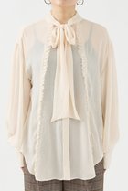 【デザイン ワークス/DESIGN WORKS】のジョーゼットフリルボウタイブラウス アイボリー|ID:prp329100004669609