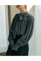 【デザイン ワークス/DESIGN WORKS】のジョーゼットフリルボウタイブラウス グレー|ID:prp329100004669609