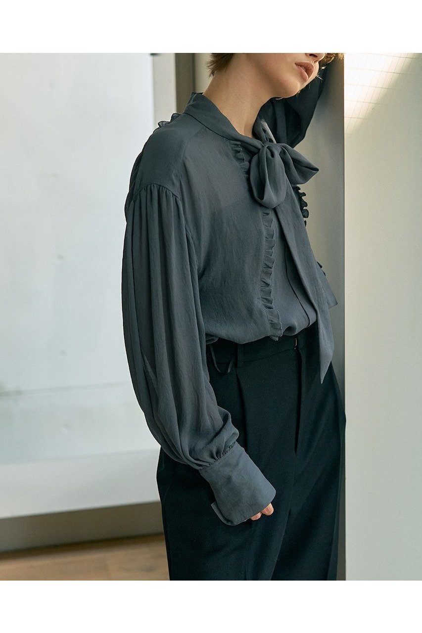 【デザイン ワークス/DESIGN WORKS】のジョーゼットフリルボウタイブラウス 人気、トレンドファッション・服の通販 founy(ファニー) 　ファッション　Fashion　レディースファッション　Fashion for Women　トップス・カットソー　Cut & Sew Tops　シャツ・ブラウス・オフィスカジュアル　Elegant Blouses & Button-Ups　おすすめ　Recommended / Our Picks　とろみ　Fluid, Flowy Fabric　エレガント 上品　Elegant　オケージョン　Occasion Wear　ギャザー　Gathered, Ruffled　ジョーゼット　Georgette, Semi-Sheer Fabric　スリーブ　Sleeve, Long Sleeve / Short Sleeve　フェミニン　Feminine, Girly　フリル　Frill, Ruffle　ボトム　Bottoms, Lower Wear　ロング　Long, Long-Length　新作・新入荷　New Arrivals / New In　ビジネス 仕事 通勤　Business / Work / Commuting　other-2|ID: prp329100004669609 ipo3291000000033762415