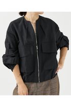 【デザイン ワークス/DESIGN WORKS】のノーカラービッグポケットツイルショートブルゾン ブラック|ID:prp329100004669612
