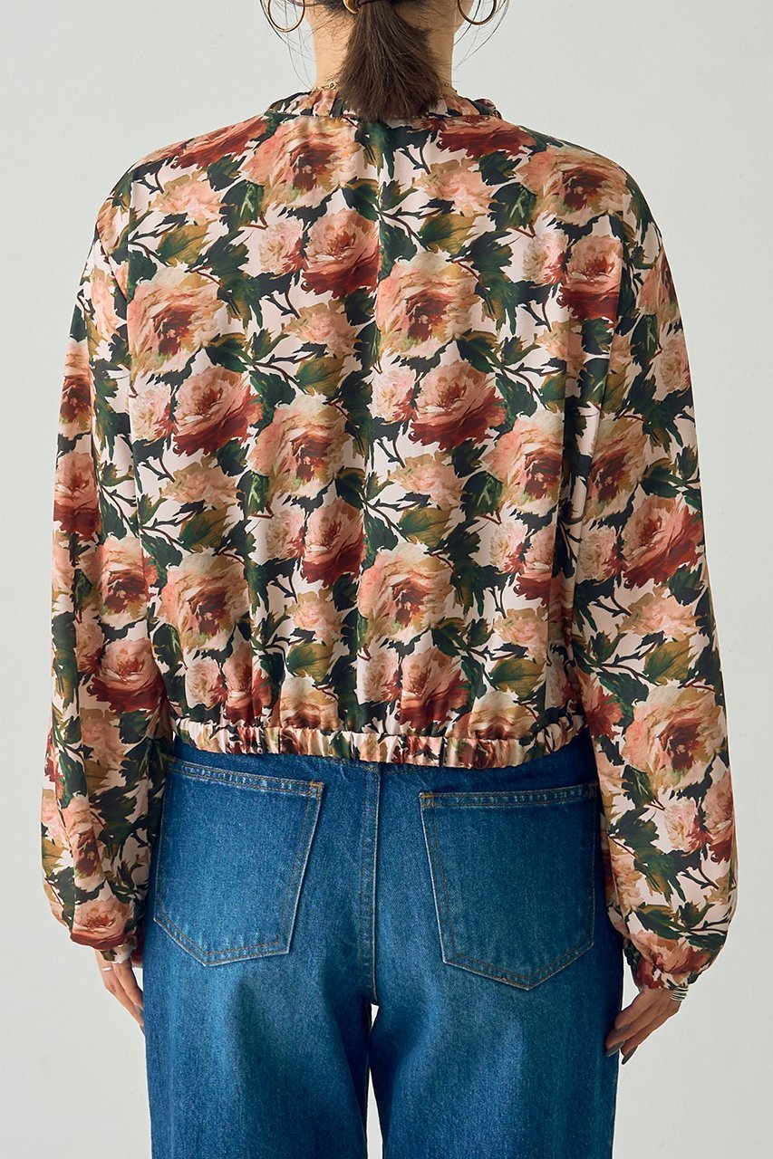 【デザイン ワークス/DESIGN WORKS】の【セットアップ対応】【BEAUVET】フラワープリントショートブラウス 人気、トレンドファッション・服の通販 founy(ファニー) 　ファッション　Fashion　レディースファッション　Fashion for Women　トップス・カットソー　Cut & Sew Tops　シャツ・ブラウス・オフィスカジュアル　Elegant Blouses & Button-Ups　花柄・フラワープリント・モチーフ　Floral Prints & Motifs / Flower Pattern Tops　スリーブ　Sleeve, Long Sleeve / Short Sleeve　スーツ　Suit, Formalwear　セットアップ　Set-Up, Coordinated Outfit　デニム　Denim, Jeans Material　ドローストリング　Drawstring, Pull Cord　バランス　Balance, Style Balance　ファブリック　Fabric, Textile　フラワー　Flower, Floral　プリント　Print, Printed Pattern　ロング　Long, Long-Length　ワイド　Wide, Wide Fit　長袖　Long Sleeve, Full Sleeve　other-5|ID: prp329100004669618 ipo3291000000036048163