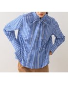 【デザイン ワークス/DESIGN WORKS】のボウタイ付きフロントプリーツシャツ ブルー|ID:prp329100004669624