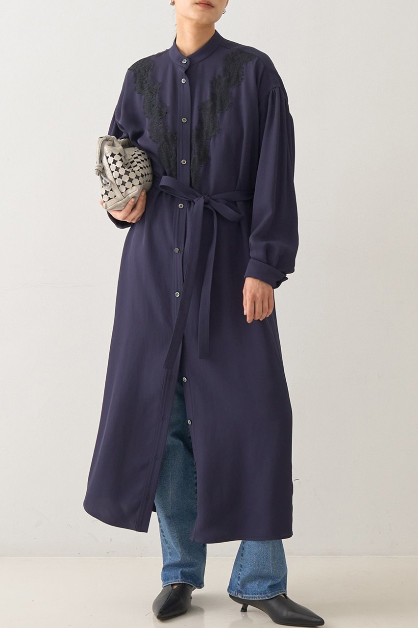 【デザイン ワークス/DESIGN WORKS】のレースコンビシャツワンピース 人気、トレンドファッション・服の通販 founy(ファニー) 　ファッション　Fashion　レディースファッション　Fashion for Women　ワンピース　Dresses　シャツワンピース / 1枚で着映えコーデ　Shirt Dresses　チュニック　Tunic Tops & Dresses　スタンド　Stand Collar, Upright Stand　チュニック　Tunic, Long Top　フェミニン　Feminine, Girly　レース　Lace, Lace Fabric　ロング　Long, Long-Length　エレガント 上品　Elegant　新作・新入荷　New Arrivals / New In　羽織　Haori, Light Jacket　other-7|ID: prp329100004669629 ipo3291000000033762576