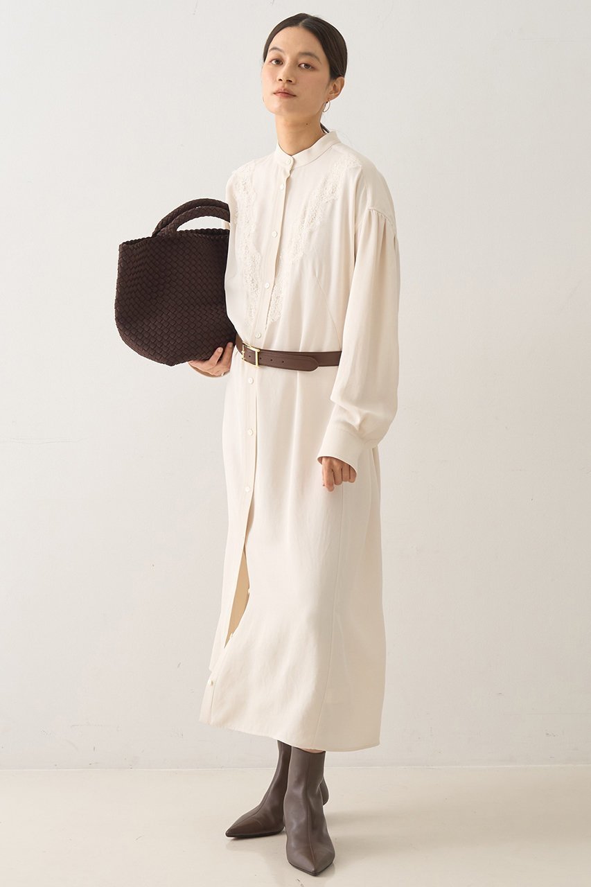 【デザイン ワークス/DESIGN WORKS】のレースコンビシャツワンピース 人気、トレンドファッション・服の通販 founy(ファニー) 　ファッション　Fashion　レディースファッション　Fashion for Women　ワンピース　Dresses　シャツワンピース / 1枚で着映えコーデ　Shirt Dresses　チュニック　Tunic Tops & Dresses　スタンド　Stand Collar, Upright Stand　チュニック　Tunic, Long Top　フェミニン　Feminine, Girly　レース　Lace, Lace Fabric　ロング　Long, Long-Length　エレガント 上品　Elegant　羽織　Haori, Light Jacket　 other-1|ID: prp329100004669629 ipo3291000000036108855