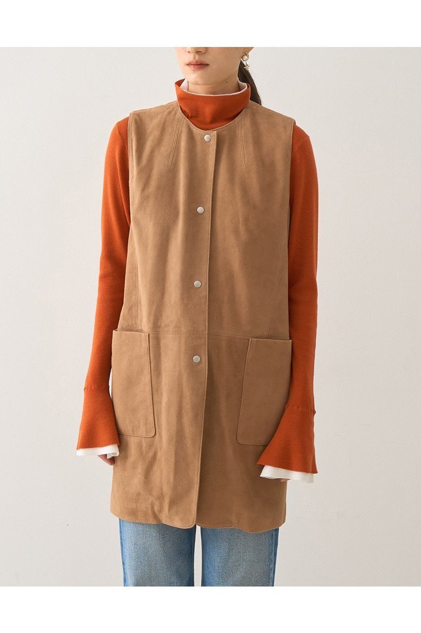 【デザイン ワークス/DESIGN WORKS】のゴートスエードロングジレベスト 人気、トレンドファッション・服の通販 founy(ファニー) 　ファッション　Fashion　レディースファッション　Fashion for Women　トップス・カットソー　Cut & Sew Tops　ニット　Knit Tops & Sweaters　ベスト&ジレ / 重ね着スタイル　Vests & Gilets　カジュアルプルオーバー・ニットトップス　Pullovers & Knit Tops / Casual Pullovers　おすすめ　Recommended / Our Picks　カッティング　Cutting Detail　スリム　Slim, Slim Fit　ボトム　Bottoms, Lower Wear　ロング　Long, Long-Length　ワイド　Wide, Wide Fit　新作・新入荷　New Arrivals / New In　A/W・秋冬　Autumn/Winter　other-3|ID: prp329100004669631 ipo3291000000033762584