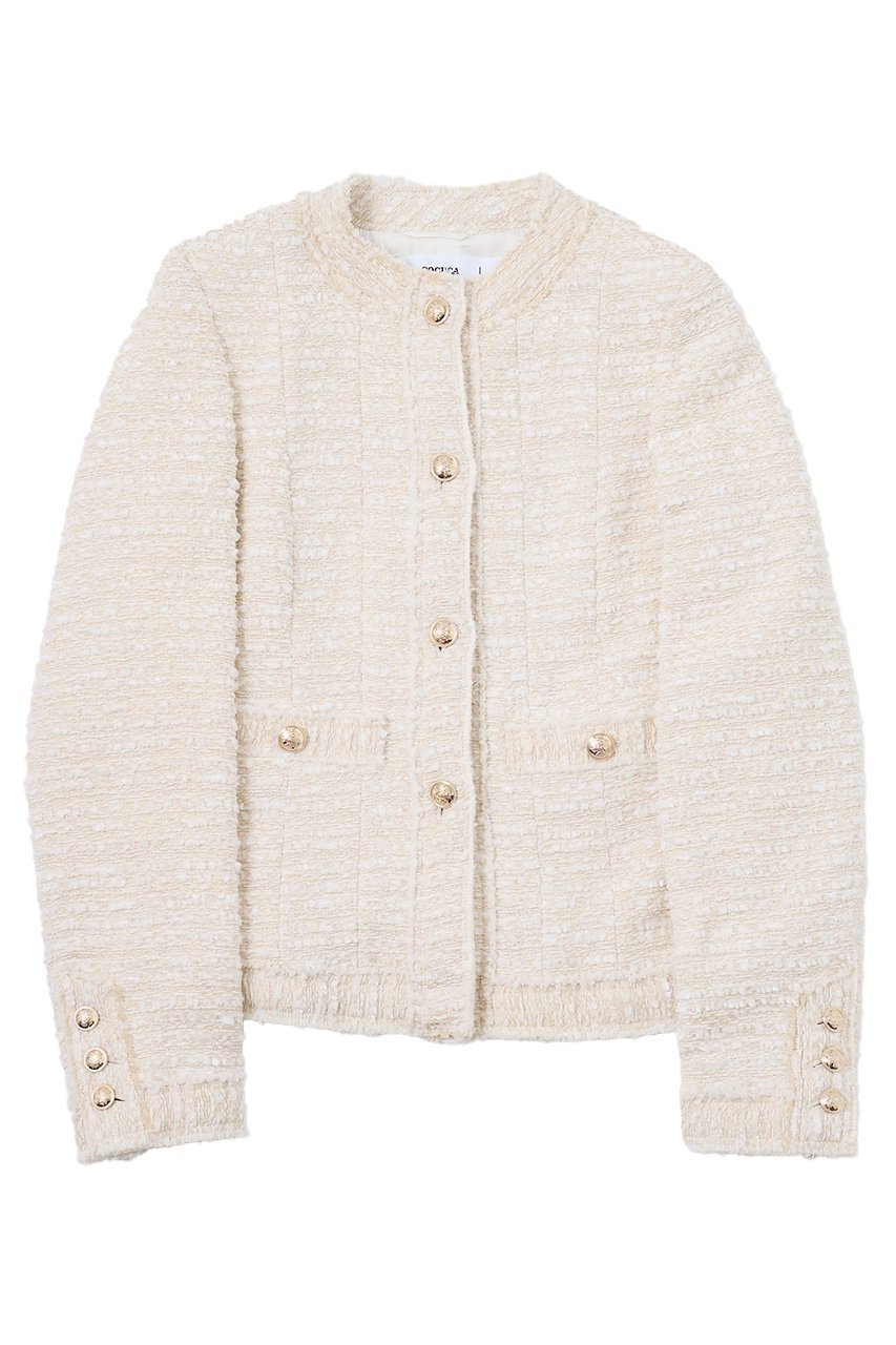 【ザ ストア バイ シー/THE STORE by C】の【COCUCA】クルーネックツイードジャケット インテリア・キッズ・メンズ・レディースファッション・服の通販 founy(ファニー) 　ファッション　Fashion　レディースファッション　Fashion for Women　アウター　Coat / Outerwear Collection　レディースジャケット・軽アウター　Jackets　2025年　2025　2025-2026秋冬・A/W　Autumn/Winter 2025–26 AW25–26　なめらか　Smooth, Silky Texture　イタリア　Italy　コンパクト　Compact, Small Size　ジャケット　Jacket, Outerwear　ツイード　Twill, Twill Weave　デニム　Denim, Jeans Material　バランス　Balance, Style Balance　フリンジ　Fringe, Tassel　ロング　Long, Long-Length　A/W・秋冬　Autumn/Winter　ホワイト|ID: prp329100004669639 ipo3291000000033762639