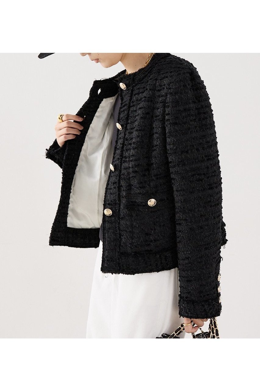 【ザ ストア バイ シー/THE STORE by C】の【COCUCA】クルーネックツイードジャケット 人気、トレンドファッション・服の通販 founy(ファニー) 　ファッション　Fashion　レディースファッション　Fashion for Women　アウター　Coat / Outerwear Collection　レディースジャケット・軽アウター　Jackets　2025年　2025　2025-2026秋冬・A/W　Autumn/Winter 2025–26 AW25–26　なめらか　Smooth, Silky Texture　イタリア　Italy　コンパクト　Compact, Small Size　ジャケット　Jacket, Outerwear　ツイード　Twill, Twill Weave　デニム　Denim, Jeans Material　バランス　Balance, Style Balance　フリンジ　Fringe, Tassel　ロング　Long, Long-Length　A/W・秋冬　Autumn/Winter　other-2|ID: prp329100004669639 ipo3291000000033762641