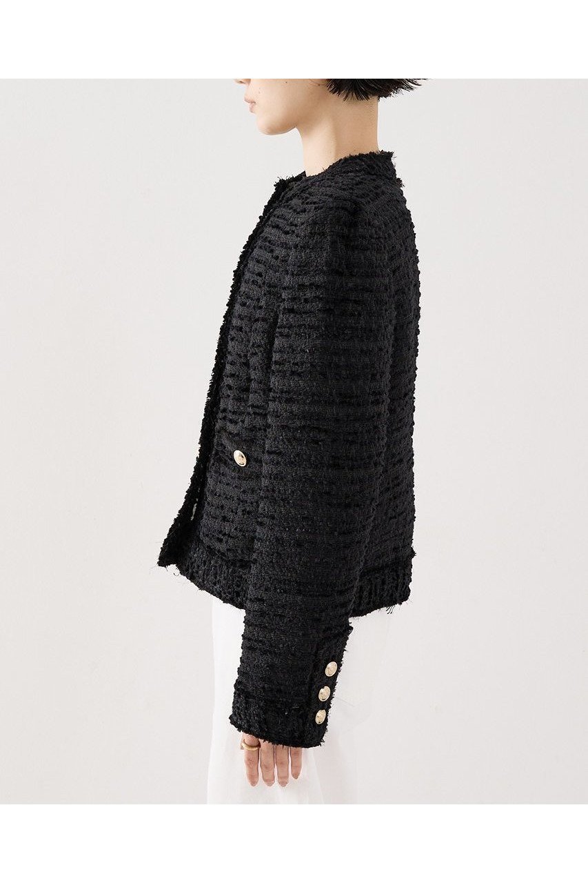 【ザ ストア バイ シー/THE STORE by C】の【COCUCA】クルーネックツイードジャケット 人気、トレンドファッション・服の通販 founy(ファニー) 　ファッション　Fashion　レディースファッション　Fashion for Women　アウター　Coat / Outerwear Collection　レディースジャケット・軽アウター　Jackets　2025年　2025　2025-2026秋冬・A/W　Autumn/Winter 2025–26 AW25–26　なめらか　Smooth, Silky Texture　イタリア　Italy　コンパクト　Compact, Small Size　ジャケット　Jacket, Outerwear　ツイード　Twill, Twill Weave　デニム　Denim, Jeans Material　バランス　Balance, Style Balance　フリンジ　Fringe, Tassel　ロング　Long, Long-Length　A/W・秋冬　Autumn/Winter　other-6|ID: prp329100004669639 ipo3291000000033762648