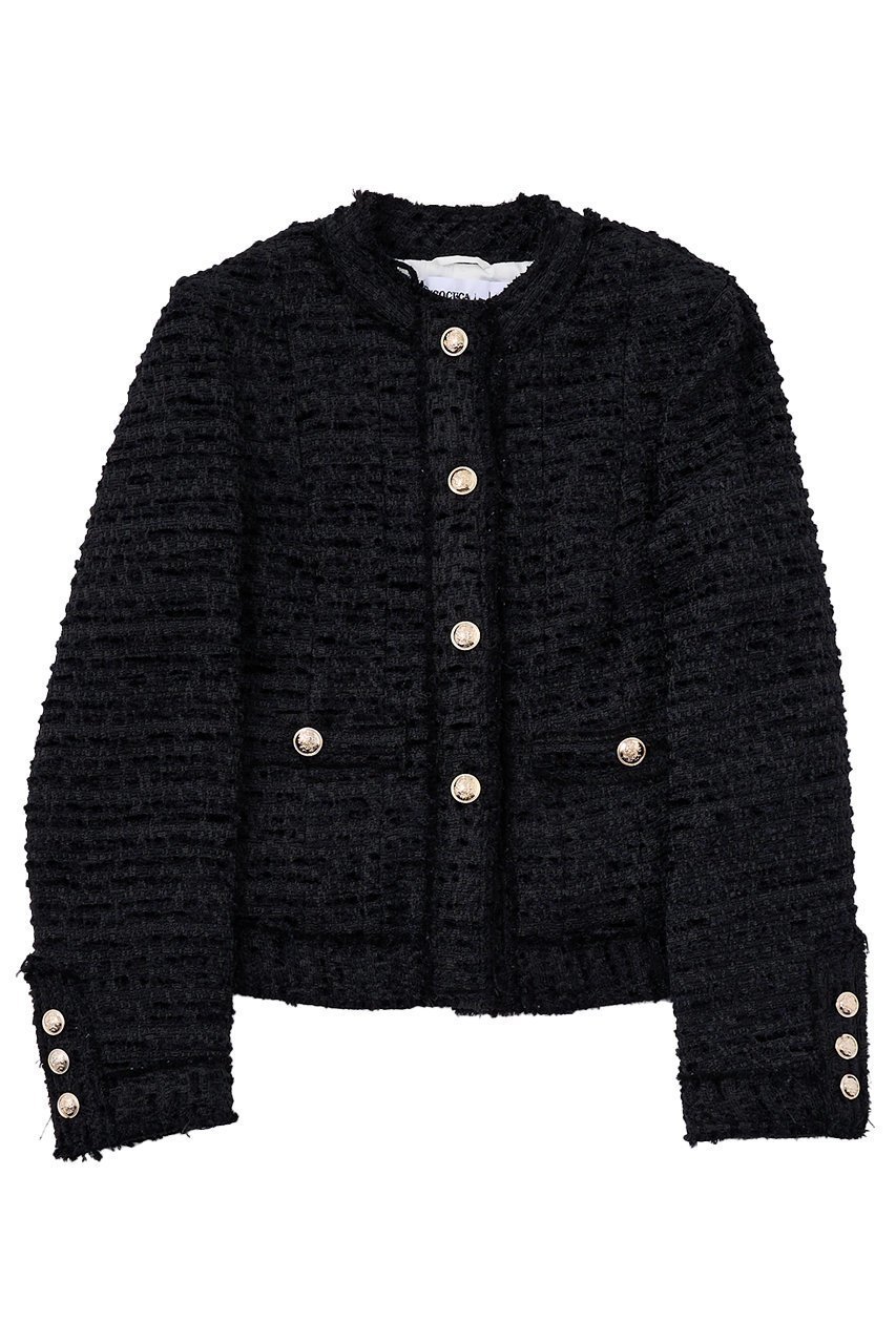 【ザ ストア バイ シー/THE STORE by C】の【COCUCA】クルーネックツイードジャケット インテリア・キッズ・メンズ・レディースファッション・服の通販 founy(ファニー) 　ファッション　Fashion　レディースファッション　Fashion for Women　アウター　Coat / Outerwear Collection　レディースジャケット・軽アウター　Jackets　なめらか　Smooth, Silky Texture　イタリア　Italy　コンパクト　Compact, Small Size　ジャケット　Jacket, Outerwear　ツイード　Twill, Twill Weave　デニム　Denim, Jeans Material　バランス　Balance, Style Balance　フリンジ　Fringe, Tassel　ロング　Long, Long-Length　ブラック|ID: prp329100004669639 ipo3291000000036108894