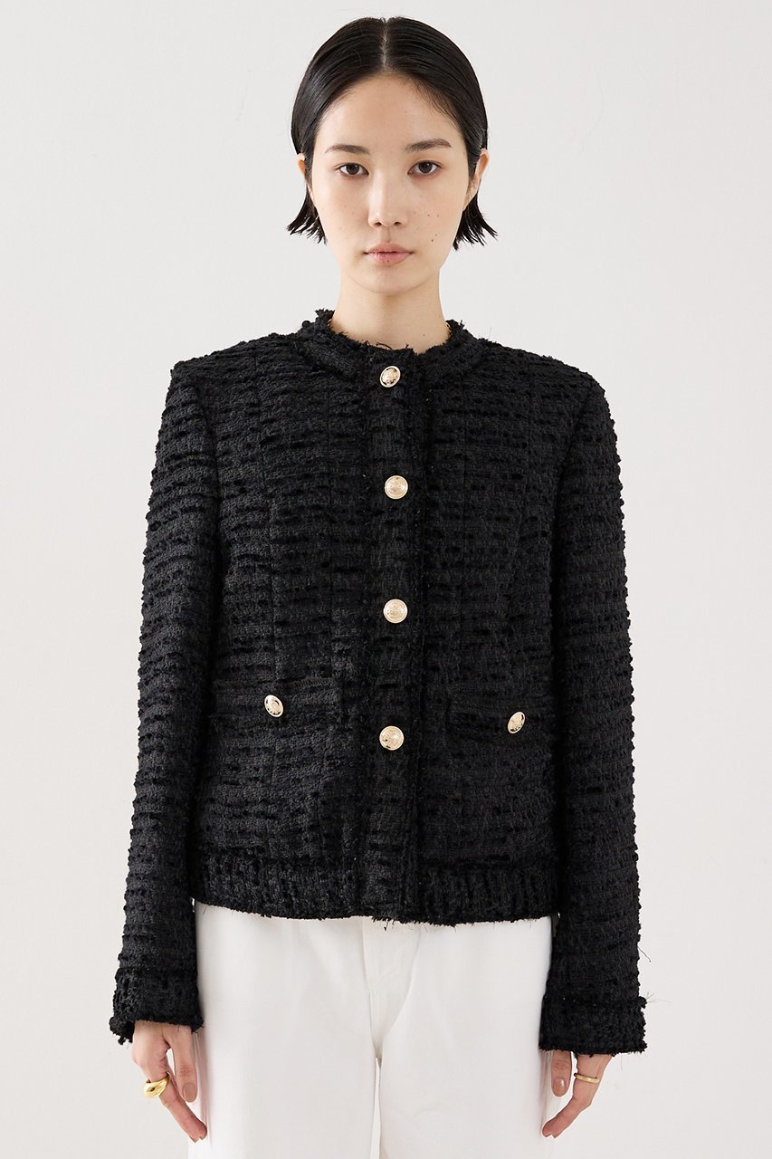 【ザ ストア バイ シー/THE STORE by C】の【COCUCA】クルーネックツイードジャケット 人気、トレンドファッション・服の通販 founy(ファニー) 　ファッション　Fashion　レディースファッション　Fashion for Women　アウター　Coat / Outerwear Collection　レディースジャケット・軽アウター　Jackets　なめらか　Smooth, Silky Texture　イタリア　Italy　コンパクト　Compact, Small Size　ジャケット　Jacket, Outerwear　ツイード　Twill, Twill Weave　デニム　Denim, Jeans Material　バランス　Balance, Style Balance　フリンジ　Fringe, Tassel　ロング　Long, Long-Length　other-5|ID: prp329100004669639 ipo3291000000036108898
