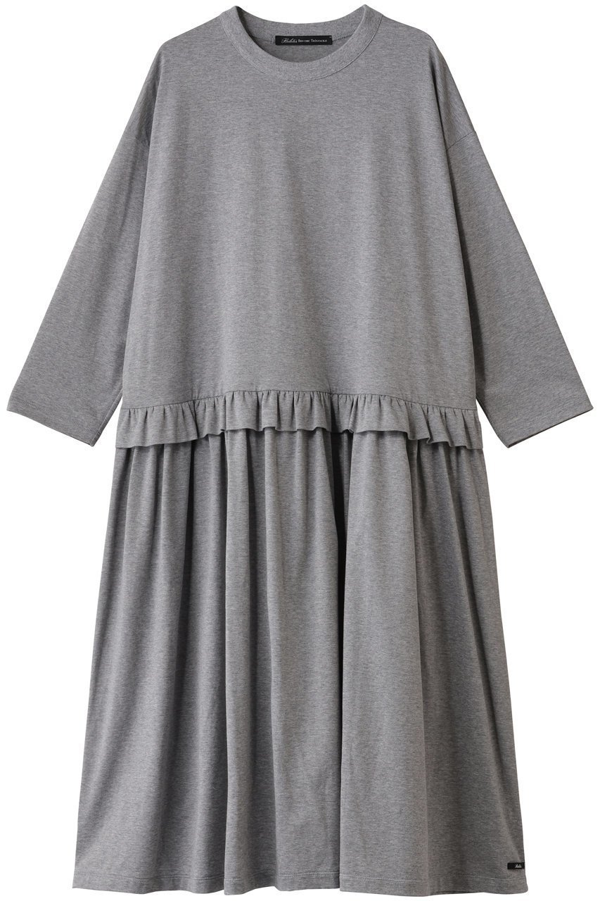 【ビリティス ディセッタン/Bilitis dix-sept ans】のリブネックジャージードレス インテリア・キッズ・メンズ・レディースファッション・服の通販 founy(ファニー) 　ファッション　Fashion　レディースファッション　Fashion for Women　ワンピース　Dresses　フォーマル・パーティードレス・結婚式用ドレス　Elegant & Casual Dresses　チュニック　Tunic Tops & Dresses　なめらか　Smooth, Silky Texture　シンプル　Simple, Minimal　チュニック　Tunic, Long Top　ドレス　Dress, One-Piece　パーティ　Party, Party Style　フリル　Frill, Ruffle　フレア　Flare, Flared　エレガント 上品　Elegant　新作・新入荷　New Arrivals / New In　グレー|ID: prp329100004669674 ipo3291000000033762871