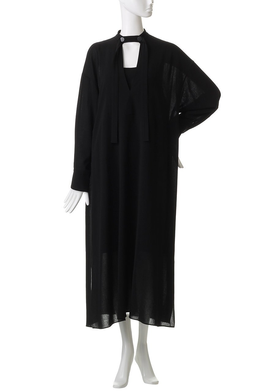 【ドメル/DOMELLE】のウール ボイル ドレス 人気、トレンドファッション・服の通販 founy(ファニー) 　ファッション　Fashion　レディースファッション　Fashion for Women　ワンピース　Dresses　フォーマル・パーティードレス・結婚式用ドレス　Elegant & Casual Dresses　チュニック　Tunic Tops & Dresses　アンダー　Underwear Essentials　エレガント 上品　Elegant　スタンド　Stand Collar, Upright Stand　ストレート　Straight, Straight Cut　スリット　Slit, Slit Detail　チュニック　Tunic, Long Top　ドレス　Dress, One-Piece　フロント　Front, Front Design　リゾート　Resort, Vacation Style　リボン　Ribbon, Bow　ロング　Long, Long-Length　other-2|ID: prp329100004669685 ipo3291000000036169373