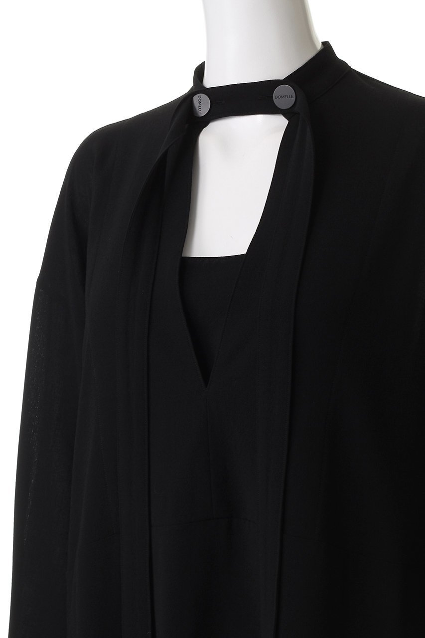 【ドメル/DOMELLE】のウール ボイル ドレス 人気、トレンドファッション・服の通販 founy(ファニー) 　ファッション　Fashion　レディースファッション　Fashion for Women　ワンピース　Dresses　フォーマル・パーティードレス・結婚式用ドレス　Elegant & Casual Dresses　チュニック　Tunic Tops & Dresses　アンダー　Underwear Essentials　エレガント 上品　Elegant　スタンド　Stand Collar, Upright Stand　ストレート　Straight, Straight Cut　スリット　Slit, Slit Detail　チュニック　Tunic, Long Top　ドレス　Dress, One-Piece　フロント　Front, Front Design　リゾート　Resort, Vacation Style　リボン　Ribbon, Bow　ロング　Long, Long-Length　other-5|ID: prp329100004669685 ipo3291000000036169376