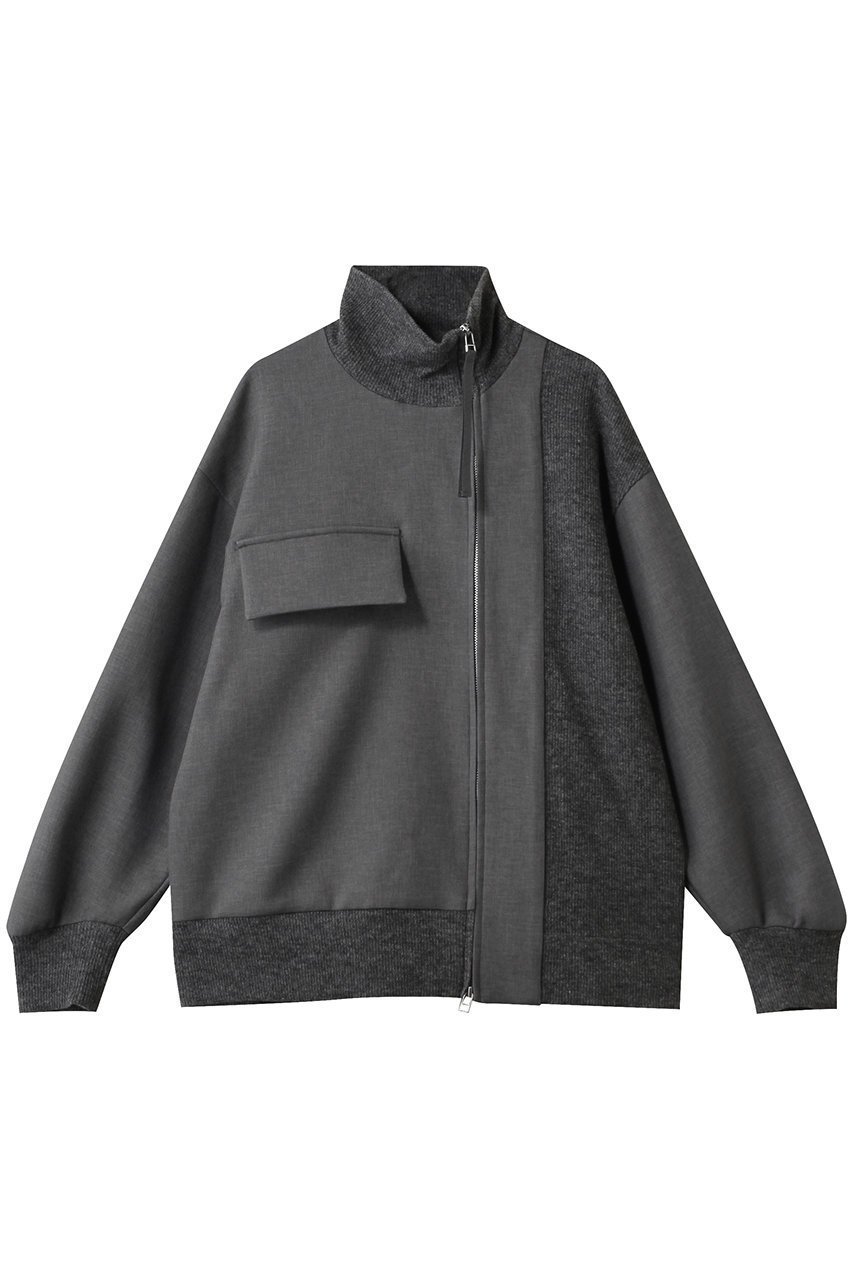 【ピアッカセッテ/ph7+】のリブスタンドカラージャケット インテリア・キッズ・メンズ・レディースファッション・服の通販 founy(ファニー) 　ファッション　Fashion　レディースファッション　Fashion for Women　アウター　Coat / Outerwear Collection　レディースジャケット・軽アウター　Jackets　おすすめ　Recommended / Our Picks　ジャケット　Jacket, Outerwear　スタンド　Stand Collar, Upright Stand　スラックス　Slacks, Dress Pants　デニム　Denim, Jeans Material　ドッキング　Docking, Mixed Material　フラップ　Flap, Flap Pocket　ポケット　Pocket, Pocket Detail　グレー|ID: prp329100004669702 ipo3291000000036109000