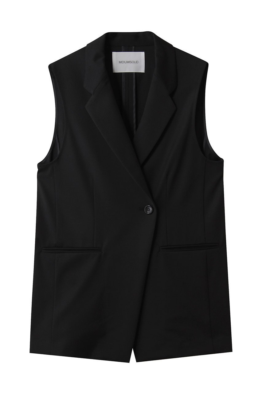 【ミディウミソリッド/MIDIUMISOLID】のウエストシェイプテーラードジレ インテリア・キッズ・メンズ・レディースファッション・服の通販 founy(ファニー) 　ファッション　Fashion　レディースファッション　Fashion for Women　アウター　Coat / Outerwear Collection　レディースジャケット・軽アウター　Jackets　ウォッシャブル　Machine Washable　エレガント 上品　Elegant　ジャケット　Jacket, Outerwear　ストレッチ　Stretch, Stretchy Fabric　ツイル　Twist, Twisted Detail　ドレープ　Drape, Draping Fabric　ベスト　Vest, Waistcoat　black|ID: prp329100004669709 ipo3291000000036109009