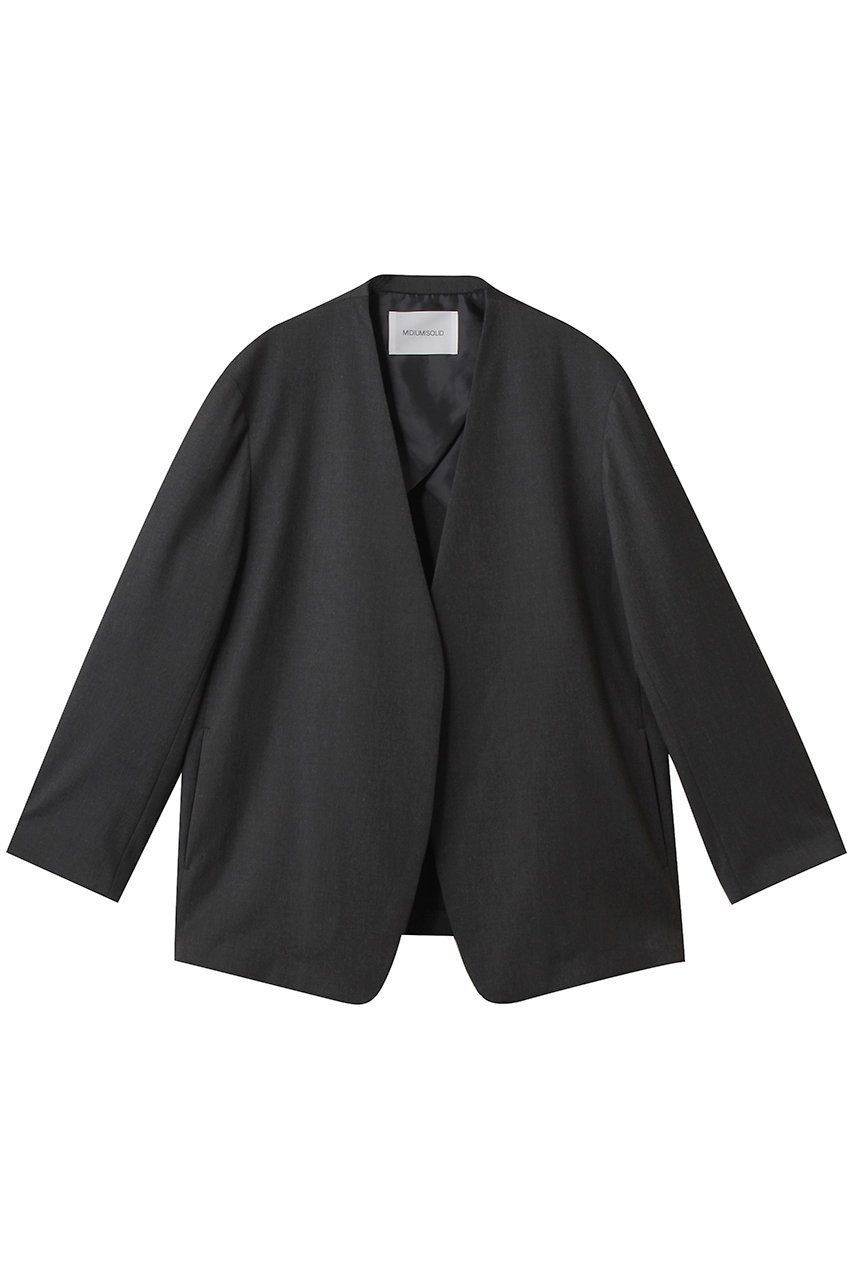 【ミディウミソリッド/MIDIUMISOLID】のノーカラージャケット インテリア・キッズ・メンズ・レディースファッション・服の通販 founy(ファニー) 　ファッション　Fashion　レディースファッション　Fashion for Women　アウター　Coat / Outerwear Collection　レディースジャケット・軽アウター　Jackets　ノーカラージャケット / シンプル上品コーデ　Collarless Jackets　ウォッシャブル　Machine Washable　ジャケット　Jacket, Outerwear　ストレッチ　Stretch, Stretchy Fabric　ツイル　Twist, Twisted Detail　ドレープ　Drape, Draping Fabric　ベーシック　Basic, Essential　エレガント 上品　Elegant　c.gray|ID: prp329100004669710 ipo3291000000036885500
