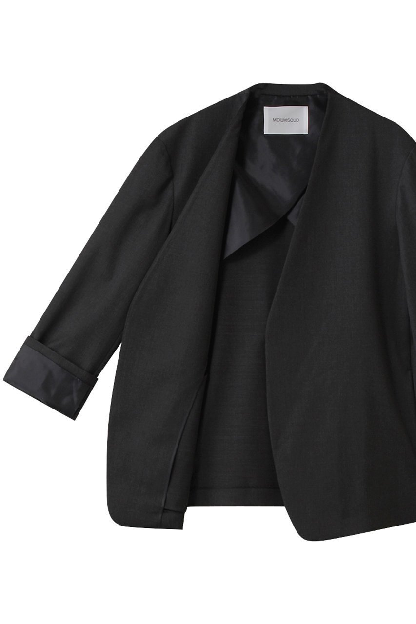 【ミディウミソリッド/MIDIUMISOLID】のノーカラージャケット 人気、トレンドファッション・服の通販 founy(ファニー) 　ファッション　Fashion　レディースファッション　Fashion for Women　アウター　Coat / Outerwear Collection　レディースジャケット・軽アウター　Jackets　ノーカラージャケット / シンプル上品コーデ　Collarless Jackets　ウォッシャブル　Machine Washable　ジャケット　Jacket, Outerwear　ストレッチ　Stretch, Stretchy Fabric　ツイル　Twist, Twisted Detail　ドレープ　Drape, Draping Fabric　ベーシック　Basic, Essential　エレガント 上品　Elegant　other-6|ID: prp329100004669710 ipo3291000000036959872