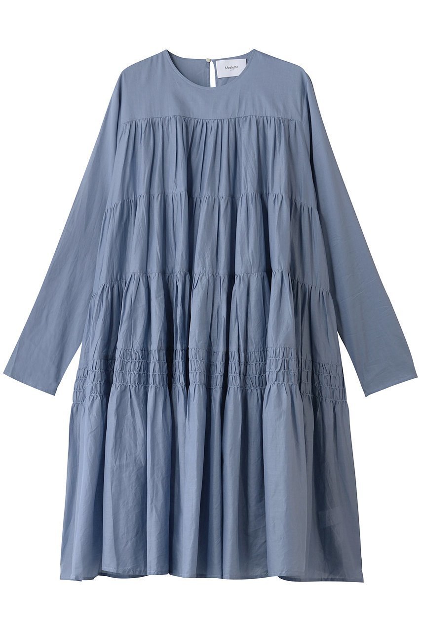 【マーレット/MERLETTE】のSOLIMAN MIDI ティアードミディドレス インテリア・キッズ・メンズ・レディースファッション・服の通販 founy(ファニー) 　ファッション　Fashion　レディースファッション　Fashion for Women　ワンピース　Dresses　フォーマル・パーティードレス・結婚式用ドレス　Elegant & Casual Dresses　チュニック　Tunic Tops & Dresses　サンダル　Sandals, Summer Shoes　スモッキング　Smocking, Gathered Stitching　チュニック　Tunic, Long Top　ティアード　Tiered, Tiered Style　ドレス　Dress, One-Piece　人気　Popular, Best Seller　新作・新入荷　New Arrivals / New In　ブルー|ID: prp329100004669712 ipo3291000000033763205