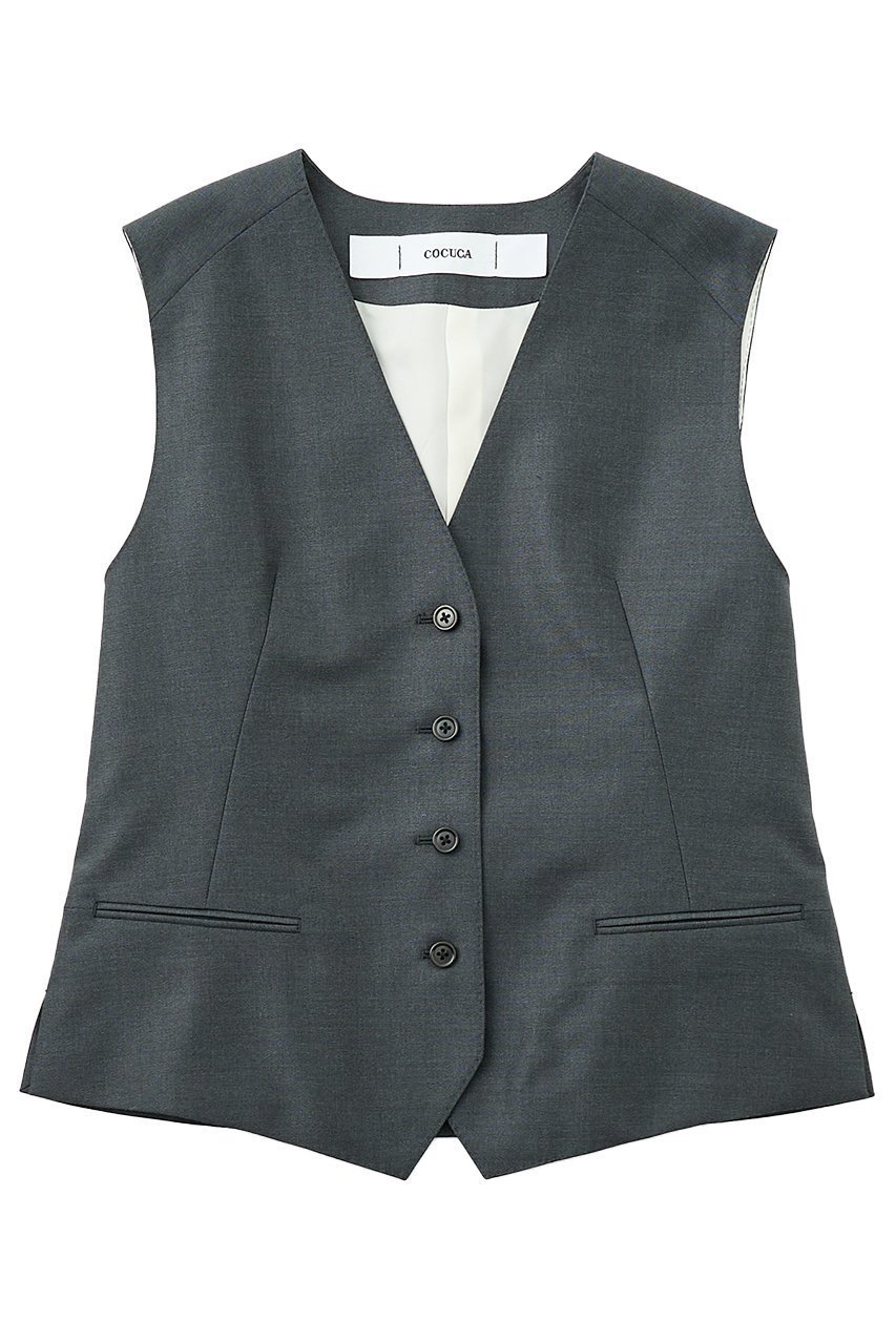 【ザ ストア バイ シー/THE STORE by C】の【COCUCA】ノースリーブベスト インテリア・キッズ・メンズ・レディースファッション・服の通販 founy(ファニー) 　ファッション　Fashion　レディースファッション　Fashion for Women　アウター　Coat / Outerwear Collection　レディースジャケット・軽アウター　Jackets　おすすめ　Recommended / Our Picks　インナー　Innerwear　ジャケット　Jacket, Outerwear　ドレープ　Drape, Draping Fabric　ノースリーブ　Sleeveless, No-Sleeve　バランス　Balance, Style Balance　ベスト　Vest, Waistcoat　ベーシック　Basic, Essential　再入荷　Restock / Back in Stock　別注　Limited Edition, Custom Order　ライトグレー|ID: prp329100004669722 ipo3291000000036885518