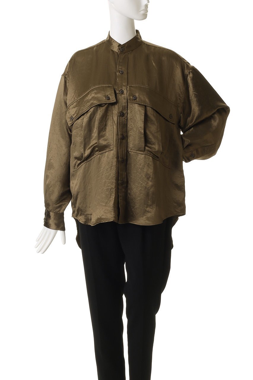 【キャサリンハムネット/KATHARINE HAMNETT LONDON】のアセテートパラシュート ボタンダウン シャツ 人気、トレンドファッション・服の通販 founy(ファニー) 　ファッション　Fashion　レディースファッション　Fashion for Women　トップス・カットソー　Cut & Sew Tops　シャツ・ブラウス・オフィスカジュアル　Elegant Blouses & Button-Ups　スリーブ　Sleeve, Long Sleeve / Short Sleeve　ダウン　Down, Puffer　ポケット　Pocket, Pocket Detail　ロング　Long, Long-Length　新作・新入荷　New Arrivals / New In　other-2|ID: prp329100004669739 ipo3291000000033763418