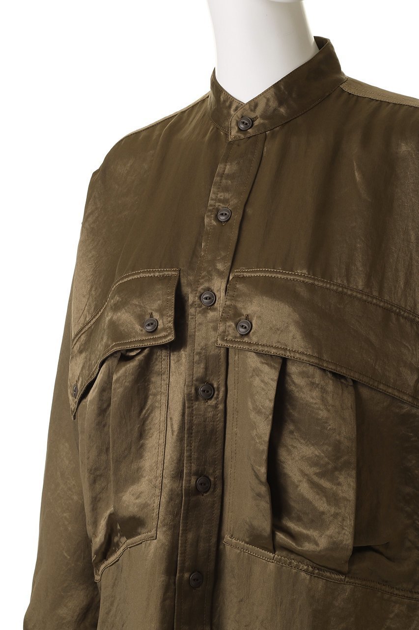 【キャサリンハムネット/KATHARINE HAMNETT LONDON】のアセテートパラシュート ボタンダウン シャツ 人気、トレンドファッション・服の通販 founy(ファニー) 　ファッション　Fashion　レディースファッション　Fashion for Women　トップス・カットソー　Cut & Sew Tops　シャツ・ブラウス・オフィスカジュアル　Elegant Blouses & Button-Ups　スリーブ　Sleeve, Long Sleeve / Short Sleeve　ダウン　Down, Puffer　ポケット　Pocket, Pocket Detail　ロング　Long, Long-Length　新作・新入荷　New Arrivals / New In　other-5|ID: prp329100004669739 ipo3291000000033763421