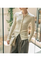 【デザイン ワークス/DESIGN WORKS】のウールリブポロカーディガン オフホワイト|ID:prp329100004669744