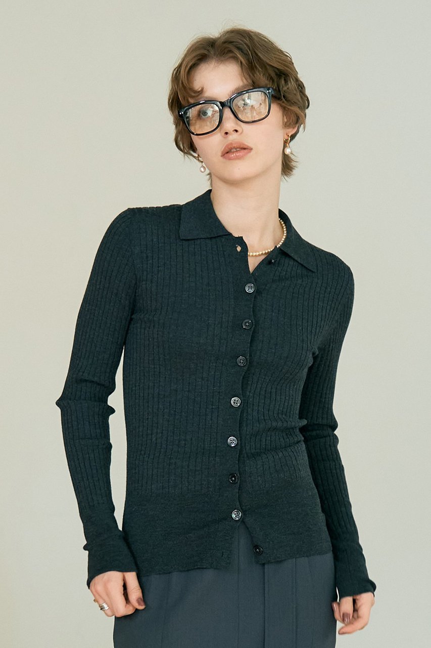 【デザイン ワークス/DESIGN WORKS】のウールリブポロカーディガン 人気、トレンドファッション・服の通販 founy(ファニー) 　ファッション　Fashion　レディースファッション　Fashion for Women　トップス・カットソー　Cut & Sew Tops　ニット　Knit Tops & Sweaters　カーディガン・羽織り　Layered Style Cardigans　カジュアルプルオーバー・ニットトップス　Pullovers & Knit Tops / Casual Pullovers　おすすめ　Recommended / Our Picks　なめらか　Smooth, Silky Texture　インナー　Innerwear　カーディガン　Cardigan, Knitwear　コンパクト　Compact, Small Size　ジャケット　Jacket, Outerwear　バランス　Balance, Style Balance　フィット　Fit, Slim Fit　エレガント 上品　Elegant　新作・新入荷　New Arrivals / New In　other-7|ID: prp329100004669744 ipo3291000000033763460