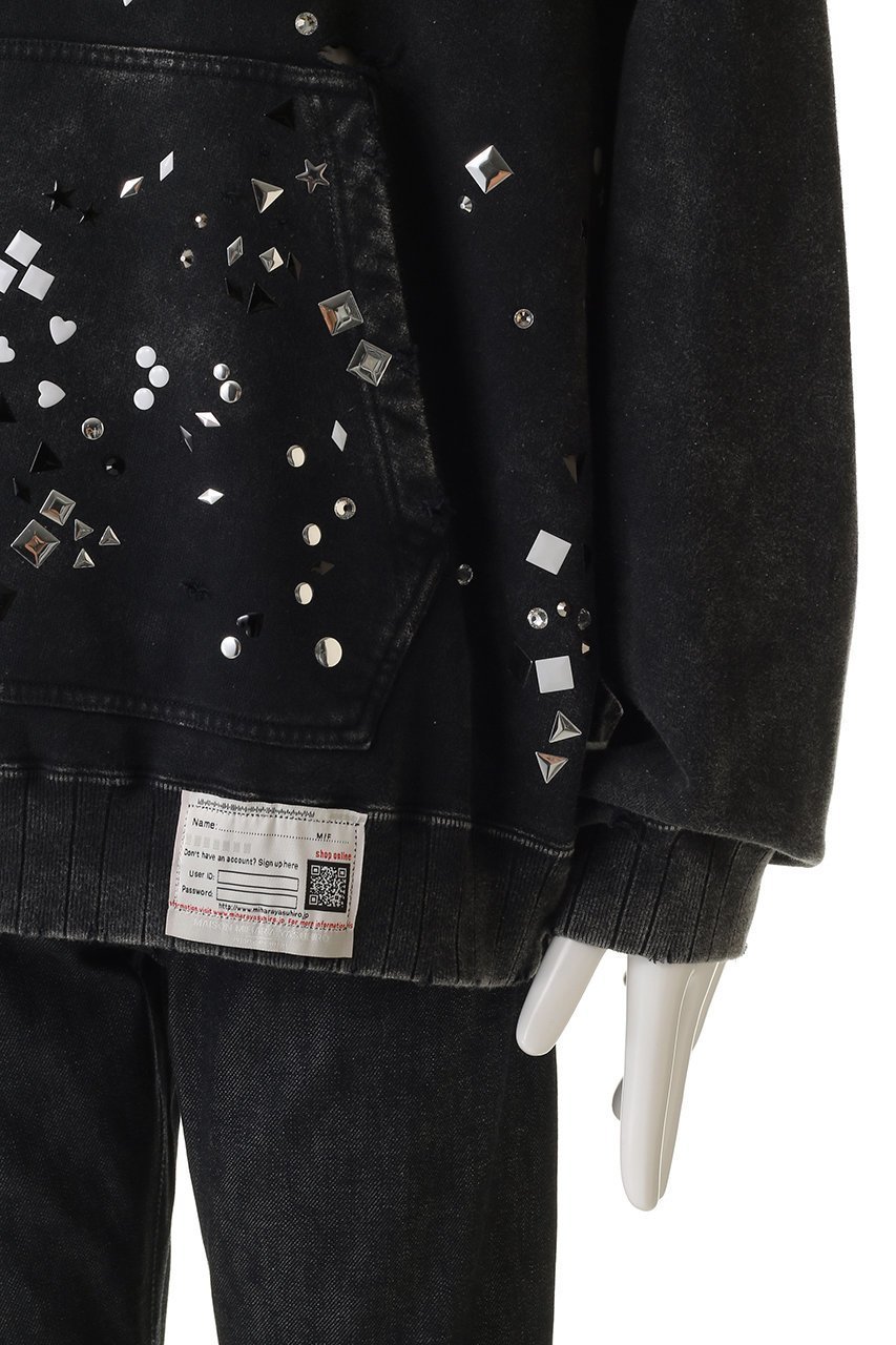 【メゾン ミハラヤスヒロ/Maison MIHARA YASUHIRO / MEN】の【MEN】EMBELLISHED ブリーチド フーディー 人気、トレンドファッション・服の通販 founy(ファニー) 　ファッション　Fashion　メンズファッション　Fashion for Men　トップス・カットソー　Cut & Sew Tops　パーカー・フーディー / カジュアルコーデ　Hoodies & Parkas　メンズシャツ　Shirts　ストーン　Stone, Gem-Like　ダメージ　Distressed, Destroyed　ブリーチ　Bleach, Washed Finish　新作・新入荷　New Arrivals / New In　other-6|ID: prp329100004669749 ipo3291000000033763502