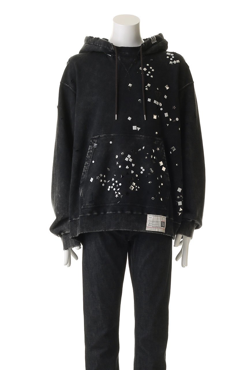 【メゾン ミハラヤスヒロ/Maison MIHARA YASUHIRO / MEN】の【MEN】EMBELLISHED ブリーチド フーディー 人気、トレンドファッション・服の通販 founy(ファニー) 　ファッション　Fashion　メンズファッション　Fashion for Men　トップス・カットソー　Cut & Sew Tops　パーカー・フーディー / カジュアルコーデ　Hoodies & Parkas　メンズシャツ　Shirts　ストーン　Stone, Gem-Like　ダメージ　Distressed, Destroyed　ブリーチ　Bleach, Washed Finish　other-2|ID: prp329100004669749 ipo3291000000036134305