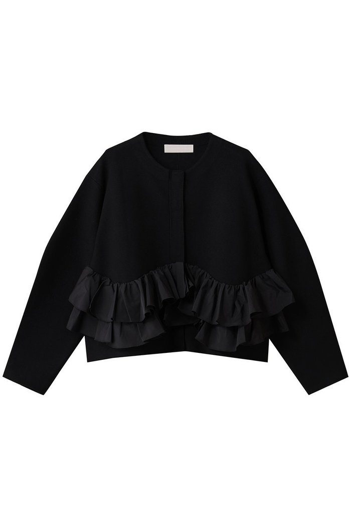 【マリリンムーン/MARILYN MOON】のスパイラルタフタラッフルニットジャケット インテリア・キッズ・メンズ・レディースファッション・服の通販 founy(ファニー) https://founy.com/ ファッション Fashion レディースファッション Fashion for Women アウター Coat / Outerwear Collection レディースジャケット・軽アウター Jackets インナー Innerwear カーディガン Cardigan, Knitwear コクーン Cocoon, Cocoon Silhouette ジャケット Jacket, Outerwear タフタ Taffeta, Structured Fabric ミラノリブ Milano Rib, Milano Stitch モダン Modern, Contemporary ラッフル Ruffle, Frill ロング Long, Long-Length 人気 Popular, Best Seller 新作・新入荷 New Arrivals / New In |ID: prp329100004671171 ipo3291000000033768623