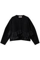 【マリリンムーン/MARILYN MOON】のスパイラルタフタラッフルニットジャケット 人気、トレンドファッション・服の通販 founy(ファニー) ファッション Fashion レディースファッション Fashion for Women アウター Coat / Outerwear Collection レディースジャケット・軽アウター Jackets インナー Innerwear カーディガン Cardigan, Knitwear コクーン Cocoon, Cocoon Silhouette ジャケット Jacket, Outerwear タフタ Taffeta, Structured Fabric ミラノリブ Milano Rib, Milano Stitch モダン Modern, Contemporary ラッフル Ruffle, Frill ロング Long, Long-Length 人気 Popular, Best Seller 新作・新入荷 New Arrivals / New In |ID:prp329100004671171