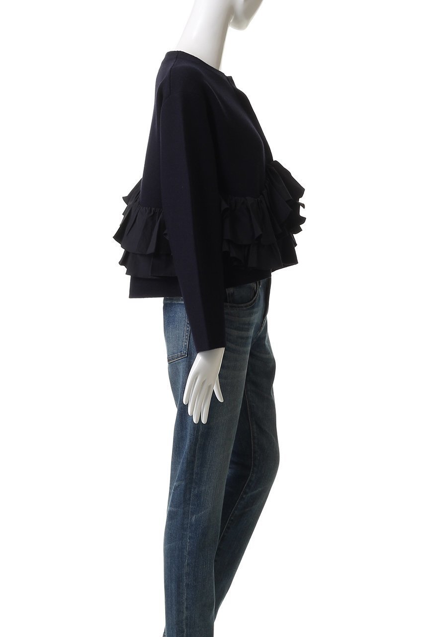 【マリリンムーン/MARILYN MOON】のスパイラルタフタラッフルニットジャケット 人気、トレンドファッション・服の通販 founy(ファニー) 　ファッション　Fashion　レディースファッション　Fashion for Women　アウター　Coat / Outerwear Collection　レディースジャケット・軽アウター　Jackets　インナー　Innerwear　カーディガン　Cardigan, Knitwear　コクーン　Cocoon, Cocoon Silhouette　ジャケット　Jacket, Outerwear　タフタ　Taffeta, Structured Fabric　ミラノリブ　Milano Rib, Milano Stitch　モダン　Modern, Contemporary　ラッフル　Ruffle, Frill　ロング　Long, Long-Length　人気　Popular, Best Seller　新作・新入荷　New Arrivals / New In　other-3|ID: prp329100004671171 ipo3291000000033768627