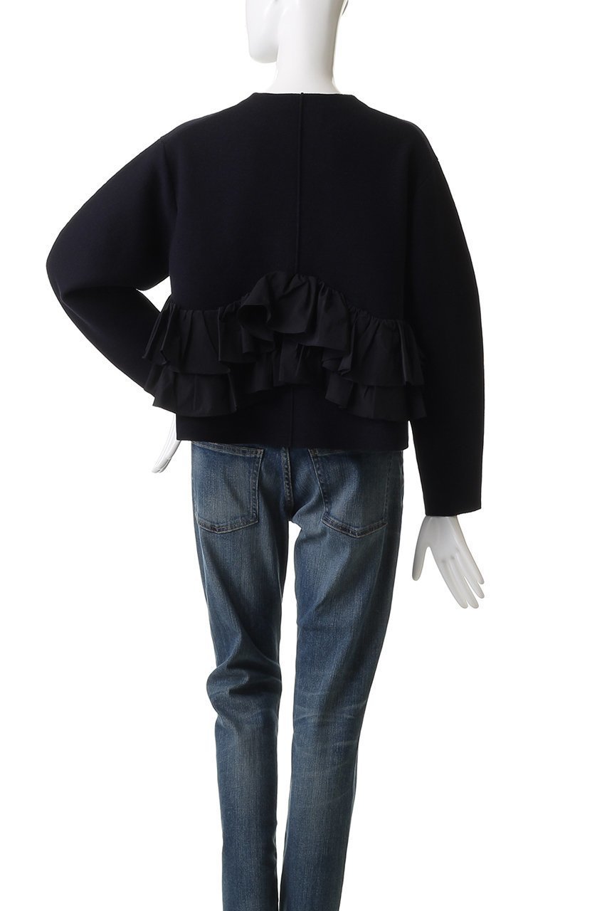 【マリリンムーン/MARILYN MOON】のスパイラルタフタラッフルニットジャケット 人気、トレンドファッション・服の通販 founy(ファニー) 　ファッション　Fashion　レディースファッション　Fashion for Women　アウター　Coat / Outerwear Collection　レディースジャケット・軽アウター　Jackets　インナー　Innerwear　カーディガン　Cardigan, Knitwear　コクーン　Cocoon, Cocoon Silhouette　ジャケット　Jacket, Outerwear　タフタ　Taffeta, Structured Fabric　ミラノリブ　Milano Rib, Milano Stitch　モダン　Modern, Contemporary　ラッフル　Ruffle, Frill　ロング　Long, Long-Length　人気　Popular, Best Seller　新作・新入荷　New Arrivals / New In　other-4|ID: prp329100004671171 ipo3291000000033768628
