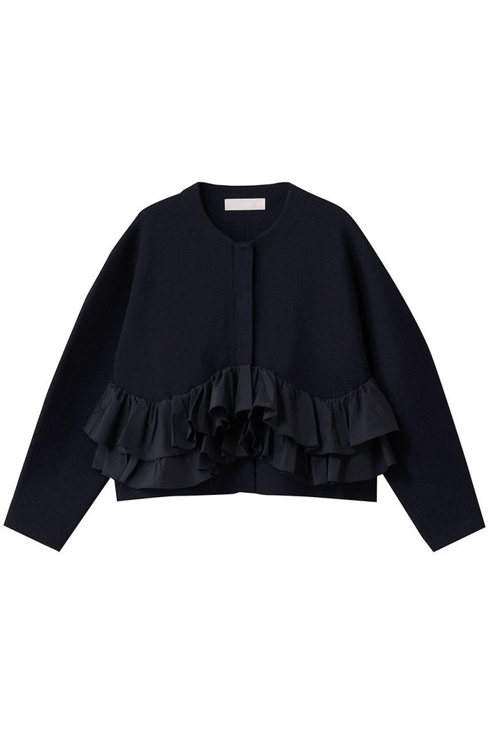 【マリリンムーン/MARILYN MOON】のスパイラルタフタラッフルニットジャケット インテリア・キッズ・メンズ・レディースファッション・服の通販 founy(ファニー) https://founy.com/ ファッション Fashion レディースファッション Fashion for Women アウター Coat / Outerwear Collection レディースジャケット・軽アウター Jackets インナー Innerwear カーディガン Cardigan, Knitwear コクーン Cocoon, Cocoon Silhouette ジャケット Jacket, Outerwear タフタ Taffeta, Structured Fabric ミラノリブ Milano Rib, Milano Stitch モダン Modern, Contemporary ラッフル Ruffle, Frill ロング Long, Long-Length 人気 Popular, Best Seller |ID: prp329100004671171 ipo3291000000035991599