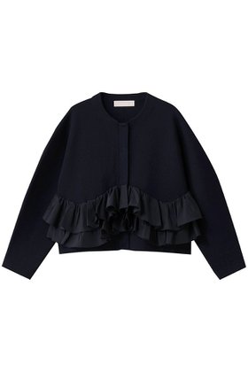 【マリリンムーン/MARILYN MOON】のスパイラルタフタラッフルニットジャケット 人気、トレンドファッション・服の通販 founy(ファニー) ファッション Fashion レディースファッション Fashion for Women アウター Coat / Outerwear Collection レディースジャケット・軽アウター Jackets インナー Innerwear カーディガン Cardigan, Knitwear コクーン Cocoon, Cocoon Silhouette ジャケット Jacket, Outerwear タフタ Taffeta, Structured Fabric ミラノリブ Milano Rib, Milano Stitch モダン Modern, Contemporary ラッフル Ruffle, Frill ロング Long, Long-Length 人気 Popular, Best Seller |ID:prp329100004671171