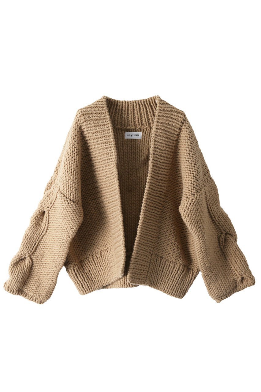 【アユーシ/AAYUSHI】のハンドニットカーディガン インテリア・キッズ・メンズ・レディースファッション・服の通販 founy(ファニー) 　ファッション　Fashion　レディースファッション　Fashion for Women　トップス・カットソー　Cut & Sew Tops　ニット　Knit Tops & Sweaters　カーディガン・羽織り　Layered Style Cardigans　カーディガン　Cardigan, Knitwear　シンプル　Simple, Minimal　デニム　Denim, Jeans Material　ハンド　Hand, Handmade　フェミニン　Feminine, Girly　フロント　Front, Front Design　新作・新入荷　New Arrivals / New In　Camel|ID: prp329100004671176 ipo3291000000033768673