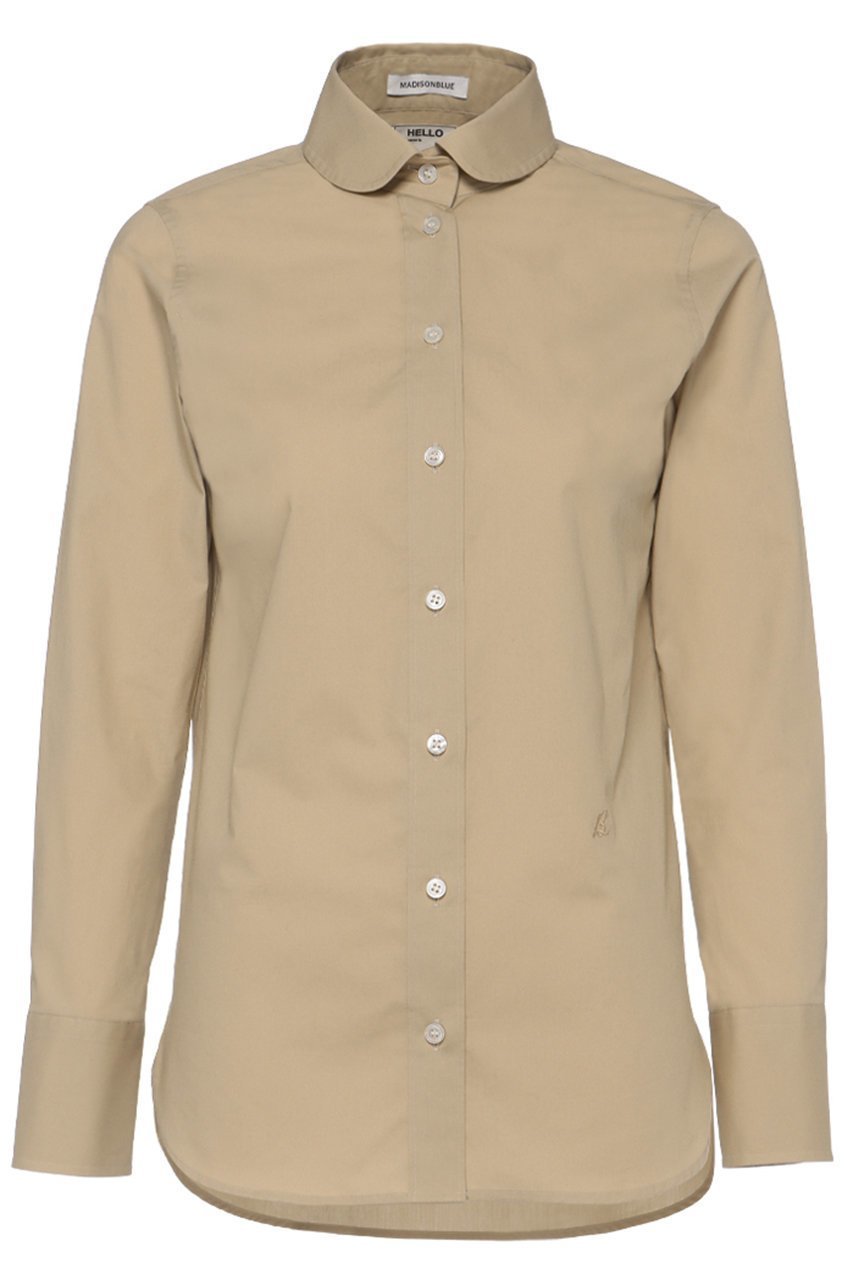 【マディソンブルー/MADISONBLUE】のROUND COLLAR N.MADAME SH ラウンドカラーシャツ インテリア・キッズ・メンズ・レディースファッション・服の通販 founy(ファニー) 　ファッション　Fashion　レディースファッション　Fashion for Women　トップス・カットソー　Cut & Sew Tops　シャツ・ブラウス・オフィスカジュアル　Elegant Blouses & Button-Ups　エレガント 上品　Elegant　シェイプ　Shape, Slim Fit　スリーブ　Sleeve, Long Sleeve / Short Sleeve　ピーチ　Peach, Soft Touch　ベーシック　Basic, Essential　ラウンド　Round, Round Neck　ロング　Long, Long-Length　冬　Winter / This Winter　新作・新入荷　New Arrivals / New In　ベージュ|ID: prp329100004671180 ipo3291000000033768698