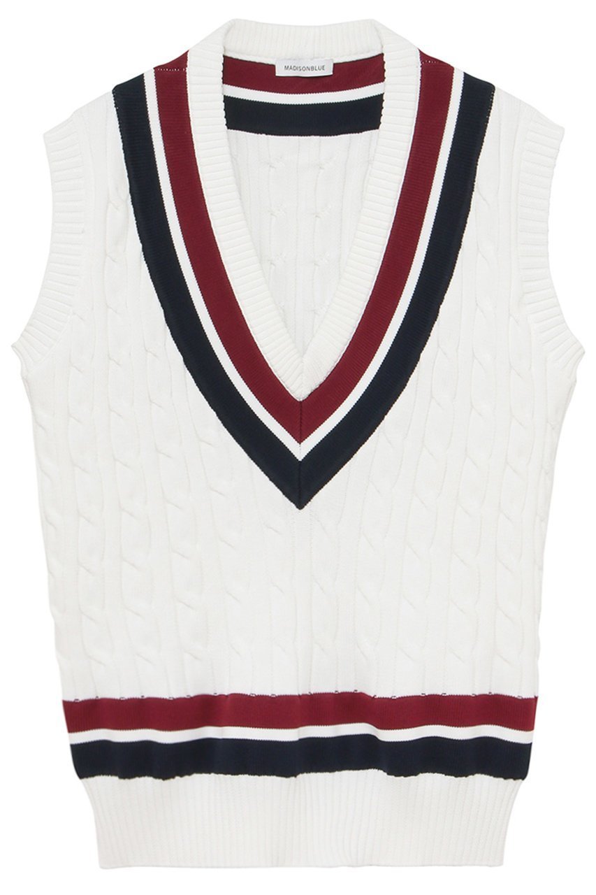 【マディソンブルー/MADISONBLUE】のOVERSIZED TENNIS SWEATER VEST ベスト インテリア・キッズ・メンズ・レディースファッション・服の通販 founy(ファニー) 　ファッション　Fashion　レディースファッション　Fashion for Women　アウター　Coat / Outerwear Collection　レディースジャケット・軽アウター　Jackets　ジャケット　Jacket, Outerwear　スポーティ　Sporty, Casual Athletic　ベスト　Vest, Waistcoat　新作・新入荷　New Arrivals / New In　軽量　Lightweight, Ultra Light　ホワイト|ID: prp329100004671185 ipo3291000000033768730