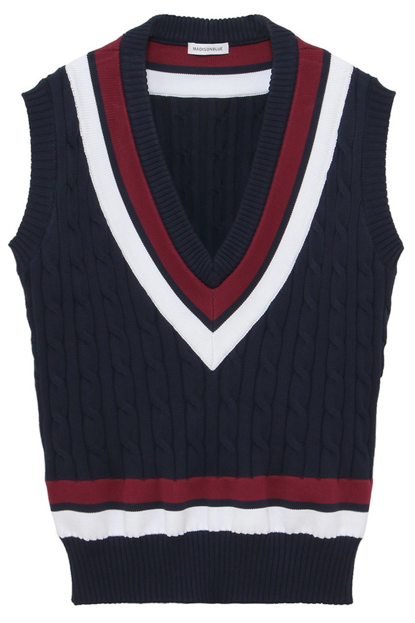 【マディソンブルー/MADISONBLUE】のOVERSIZED TENNIS SWEATER VEST ベスト インテリア・キッズ・メンズ・レディースファッション・服の通販 founy(ファニー) 　ファッション　Fashion　レディースファッション　Fashion for Women　アウター　Coat / Outerwear Collection　レディースジャケット・軽アウター　Jackets　ジャケット　Jacket, Outerwear　スポーティ　Sporty, Casual Athletic　ベスト　Vest, Waistcoat　軽量　Lightweight, Ultra Light　ネイビー|ID: prp329100004671185 ipo3291000000036134368