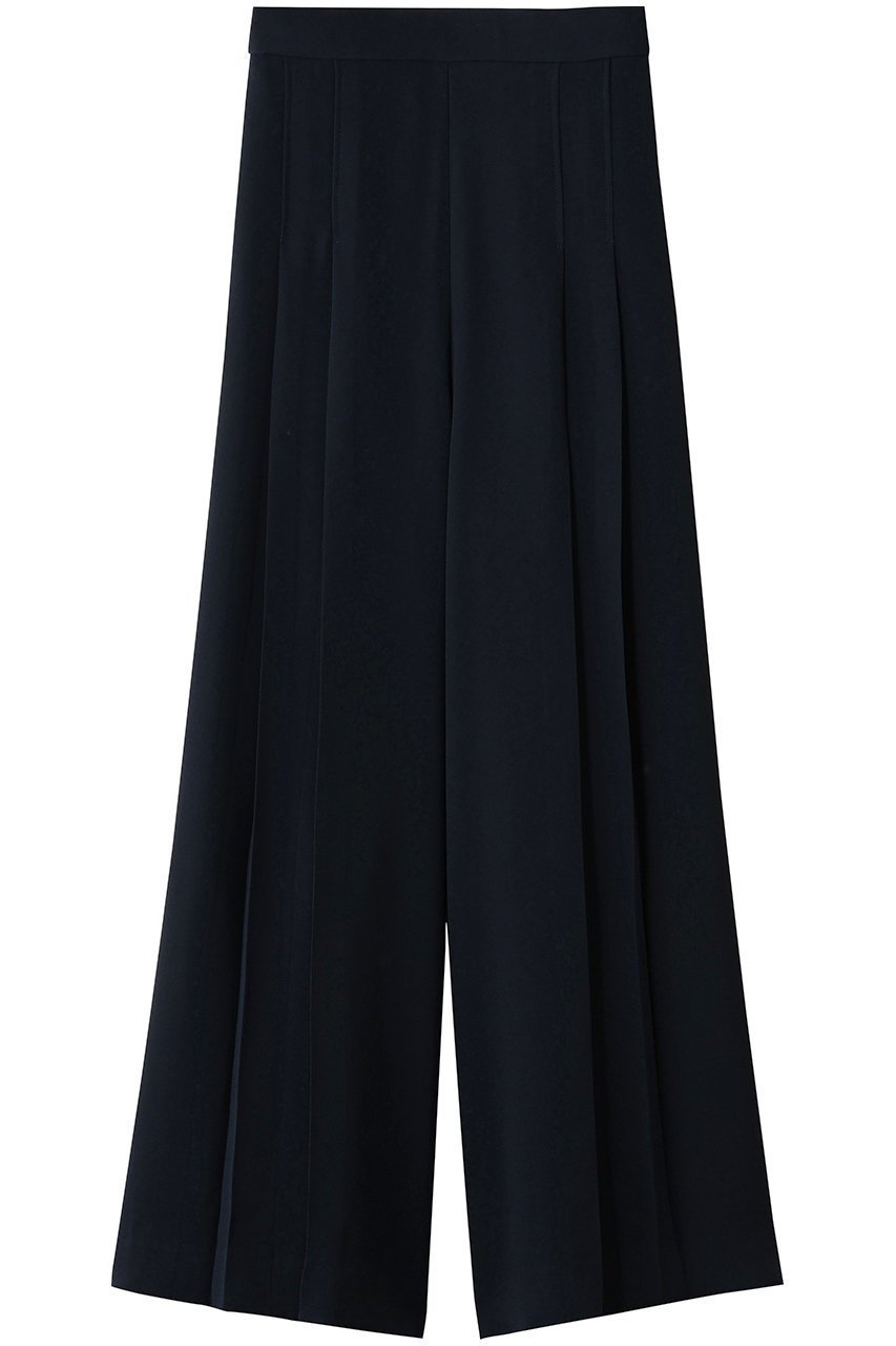 【エムダブリュー/MW】のバックサテン Wタックパンツ インテリア・キッズ・メンズ・レディースファッション・服の通販 founy(ファニー) 　ファッション　Fashion　レディースファッション　Fashion for Women　パンツ　Pants & Trousers　バッグ　Bags　なめらか　Smooth, Silky Texture　キュプラ　Cupro, Eco Fabric　サテン　Satin, Glossy Fabric　シンプル　Simple, Minimal　エレガント 上品　Elegant　新作・新入荷　New Arrivals / New In　ダークネイビー|ID: prp329100004675993 ipo3291000000033787267