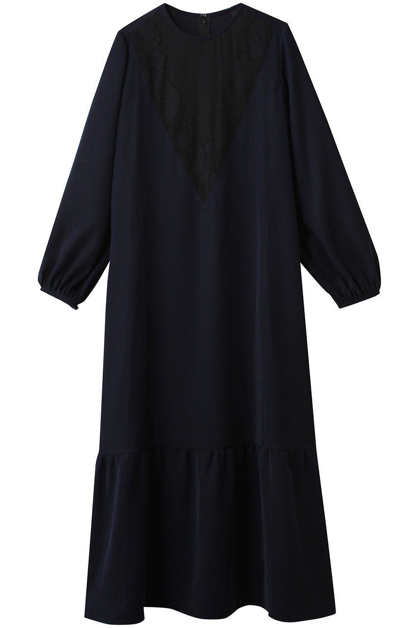 【ロキト/LOKITHO】のレース Vネック チュニック ドレス インテリア・キッズ・メンズ・レディースファッション・服の通販 founy(ファニー) 　ファッション　Fashion　レディースファッション　Fashion for Women　ワンピース　Dresses　フォーマル・パーティードレス・結婚式用ドレス　Elegant & Casual Dresses　チュニック　Tunic Tops & Dresses　オケージョン　Occasion Wear　チュニック　Tunic, Long Top　ドレス　Dress, One-Piece　フレア　Flare, Flared　マキシ　Maxi, Full Length　レース　Lace, Lace Fabric　エレガント 上品　Elegant　新作・新入荷　New Arrivals / New In　ネイビー×ブラック|ID: prp329100004675999 ipo3291000000033787312