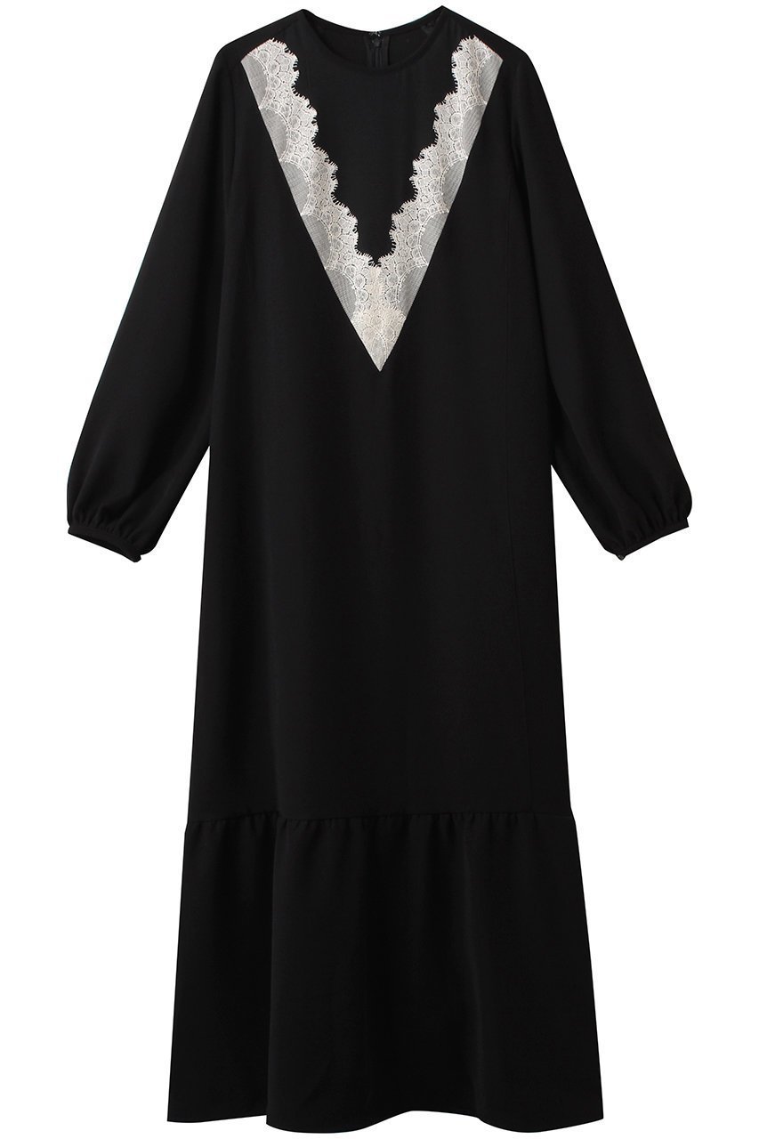【ロキト/LOKITHO】のレース Vネック チュニック ドレス インテリア・キッズ・メンズ・レディースファッション・服の通販 founy(ファニー) 　ファッション　Fashion　レディースファッション　Fashion for Women　ワンピース　Dresses　フォーマル・パーティードレス・結婚式用ドレス　Elegant & Casual Dresses　チュニック　Tunic Tops & Dresses　オケージョン　Occasion Wear　チュニック　Tunic, Long Top　ドレス　Dress, One-Piece　フレア　Flare, Flared　マキシ　Maxi, Full Length　レース　Lace, Lace Fabric　エレガント 上品　Elegant　新作・新入荷　New Arrivals / New In　ブラック×ホワイト|ID: prp329100004675999 ipo3291000000033787313