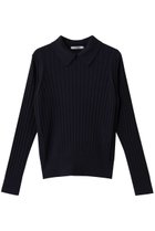 【スローン/SLOANE】の18Gワイドリブ エクストラファインメリノウール×シルク 襟付きプルオーバー ネイビー|ID:prp329100004676006